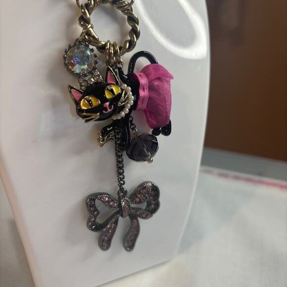 Betsey Johnson Kitty in a TuTu Lariat Necklace RARE Embellished Sparkly Glam - Picture 10 of 11